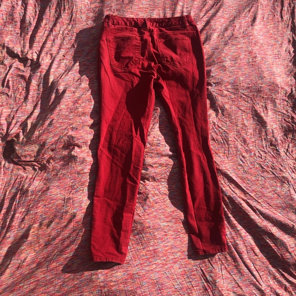 Red Denim Cigarette Fit Skinny Nine West Jeans - Picture 10 of 14